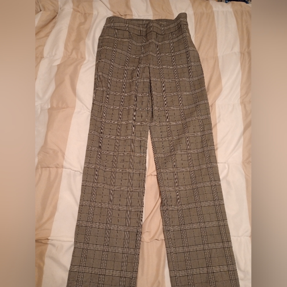 Time and Tru Women's Wide Leg Plaid Pants